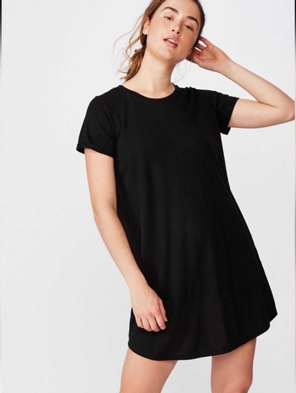 Cotton On Tina Black Short Sleeve T-Shirt Dress Size Medium